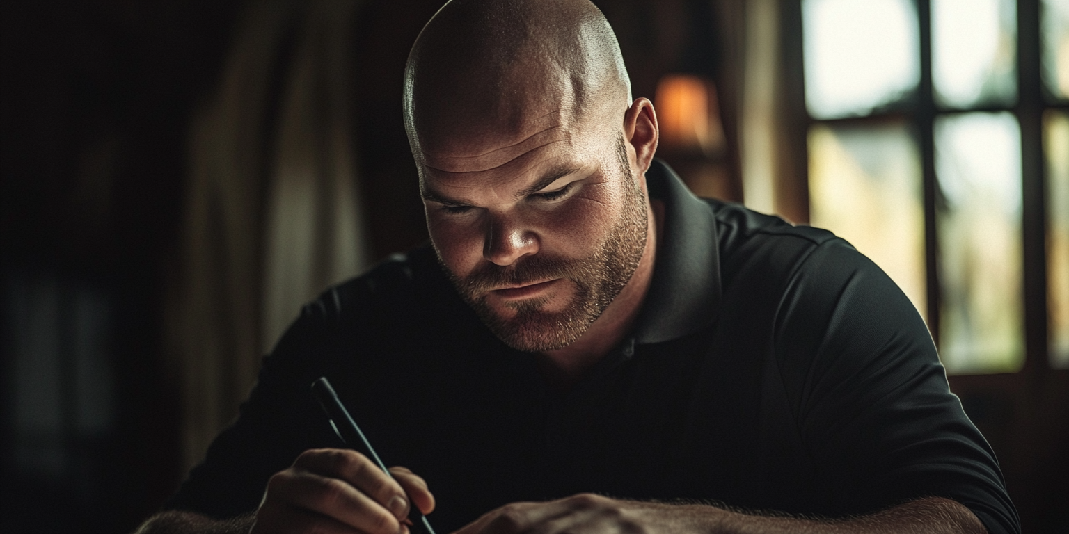 u3772262329_a_50-year_old_man_with_bald_head_writing_50_mm_le_98f69dfc-c128-4765-8c46-f59801f92bc5_3